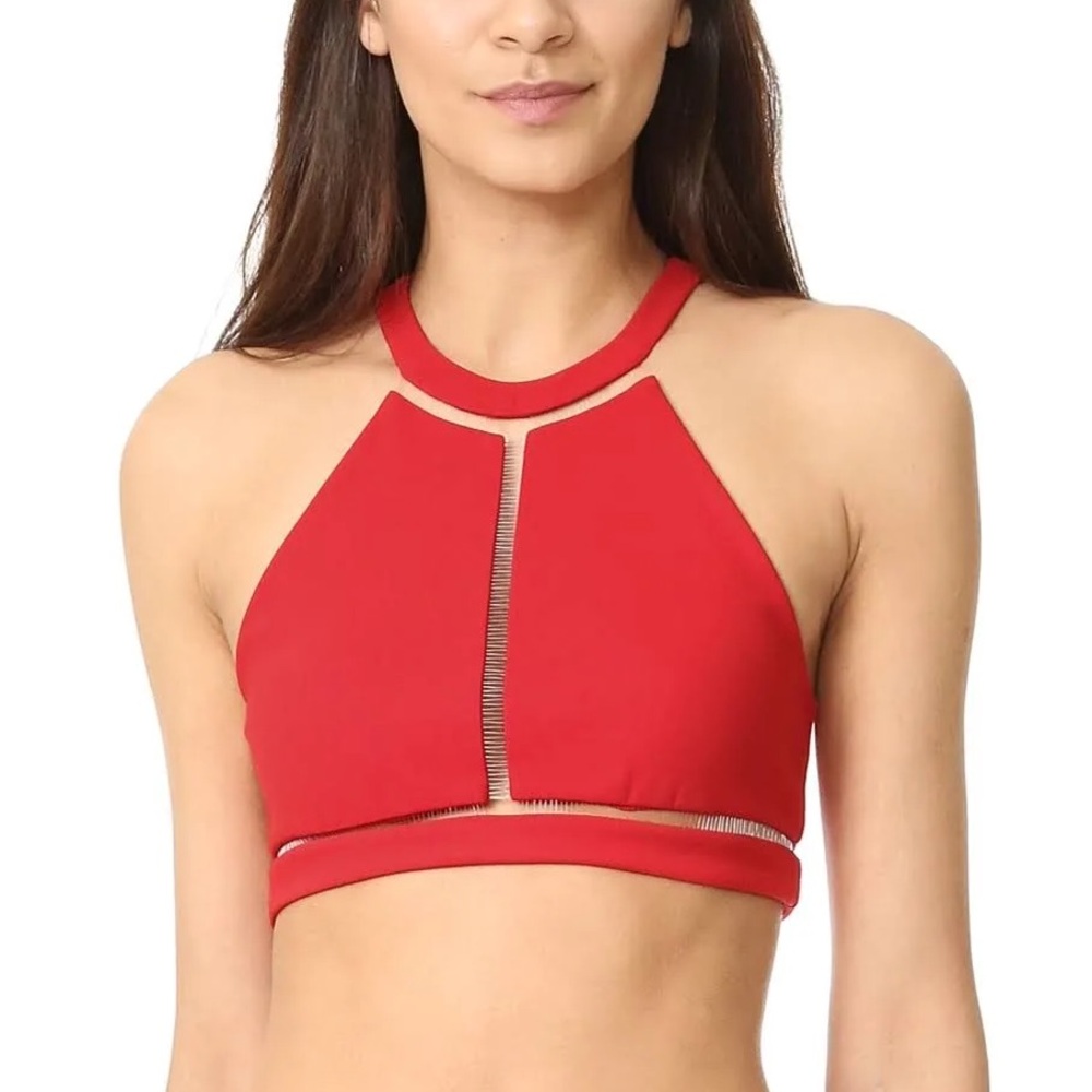 Alexander Wang Fish Line Detail Bikini Top in Vermillion size S